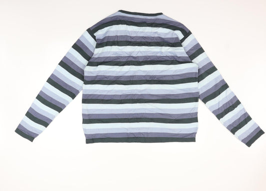Defined Womens Blue Striped Pullover Jumper Size L