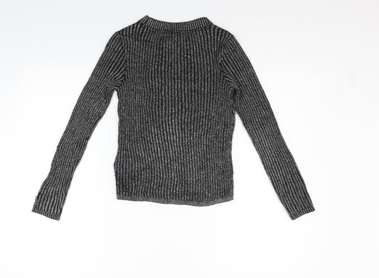 H&M Girls Black Henley Jumper Size 11-12 Years