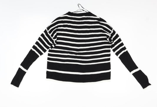 Marks and Spencer Womens Black Striped Pullover Jumper Size 8