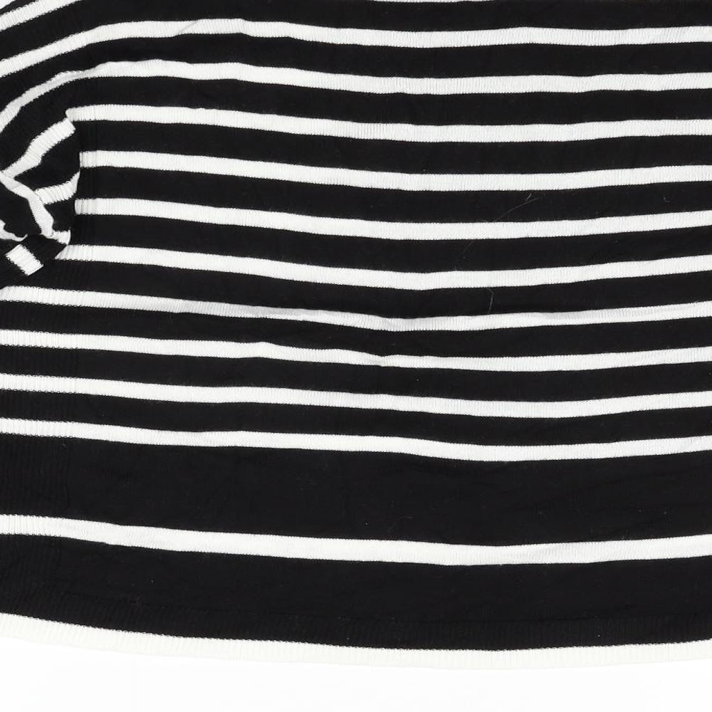 Marks and Spencer Womens Black Striped Pullover Jumper Size 8