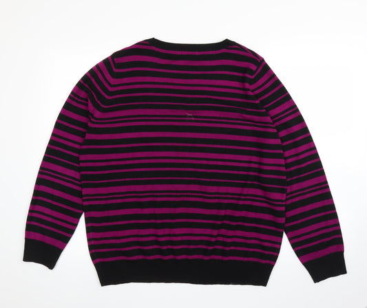 M&S Womens Purple Striped Pullover Jumper Size 20