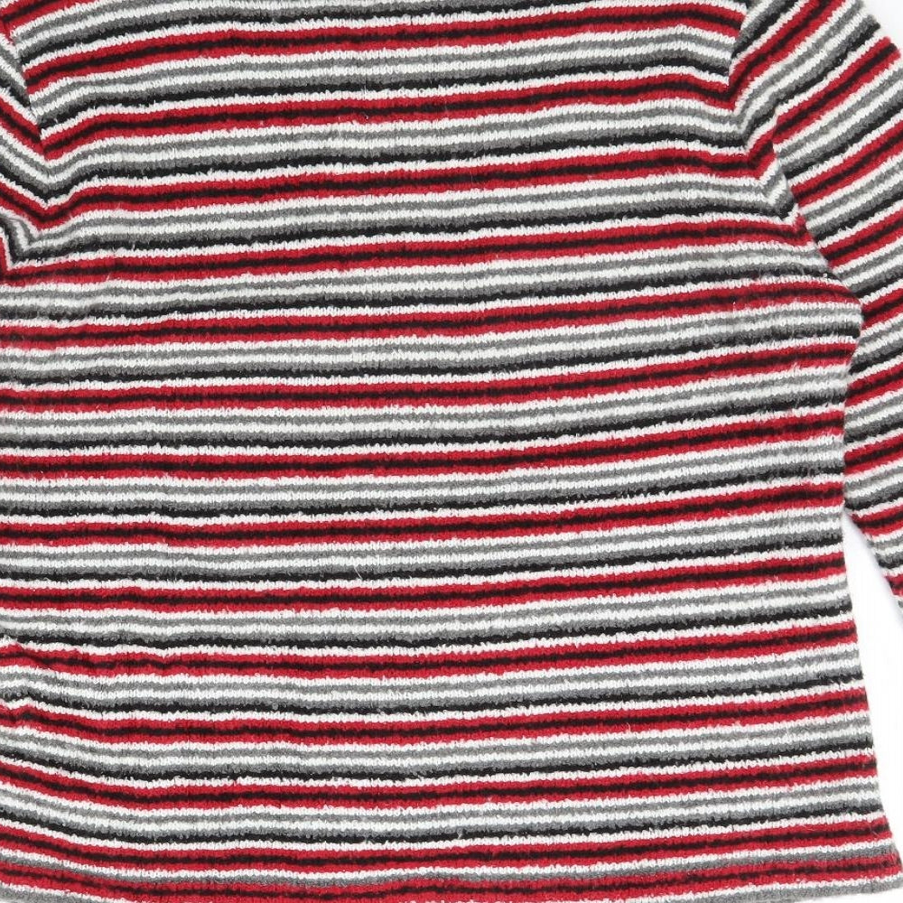 BASSINI Womens Red Striped Jacket Size M