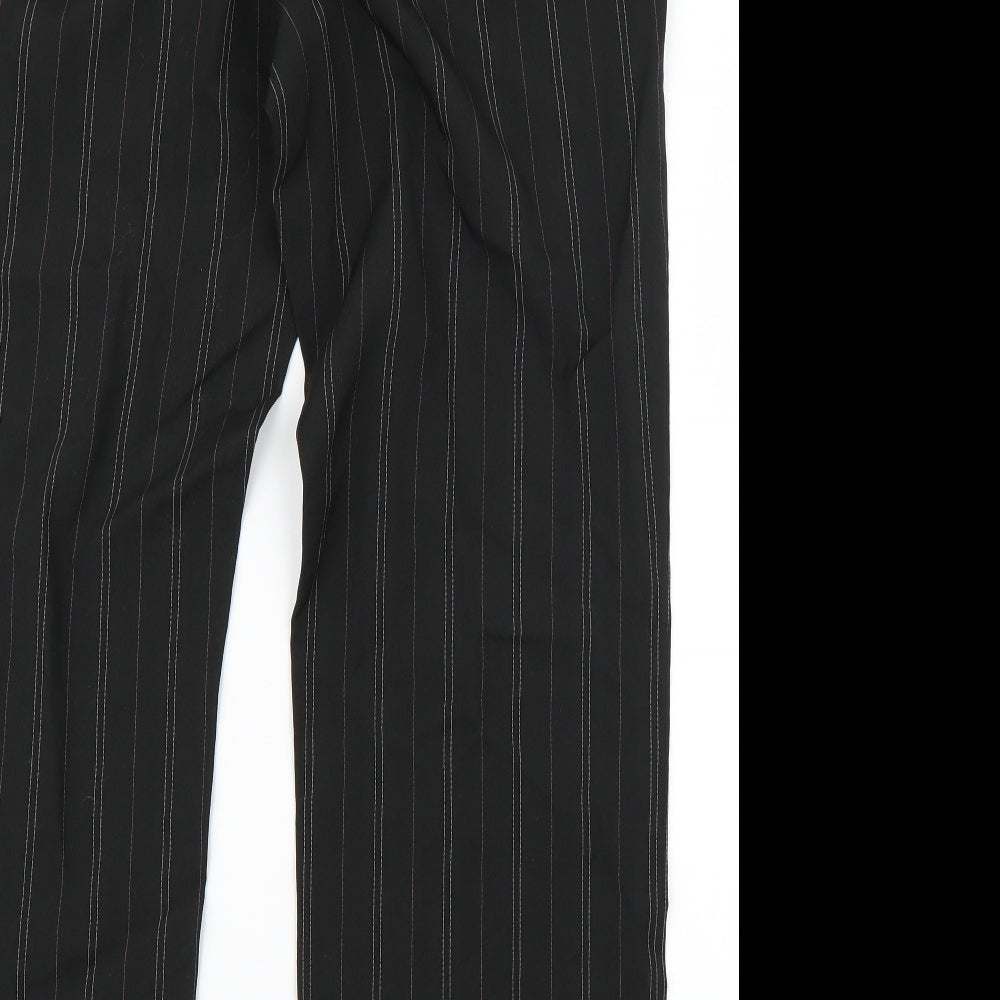 AMARANTO Womens Black Striped Trousers Size 14 L27.5 in