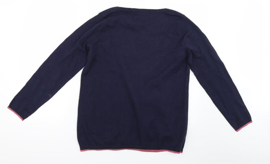 Isle Womens Blue Floral Pullover Jumper Size M