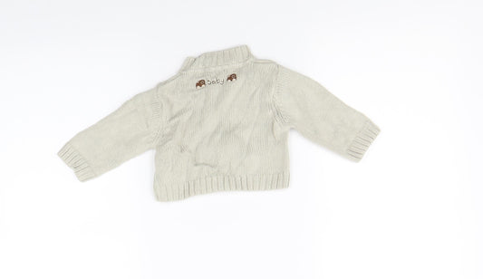 Marks and Spencer Boys Beige Full Zip Jumper Size 0-3 Months