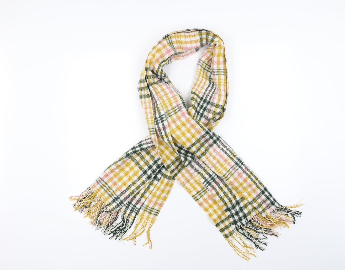 Preworn Womens Yellow Check Scarf
