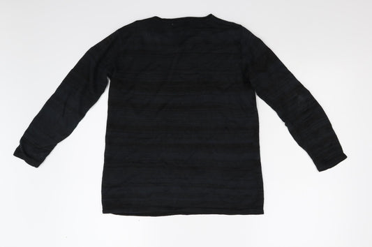 River Island Boys Black Striped Pullover Jumper Size 11-12 Years