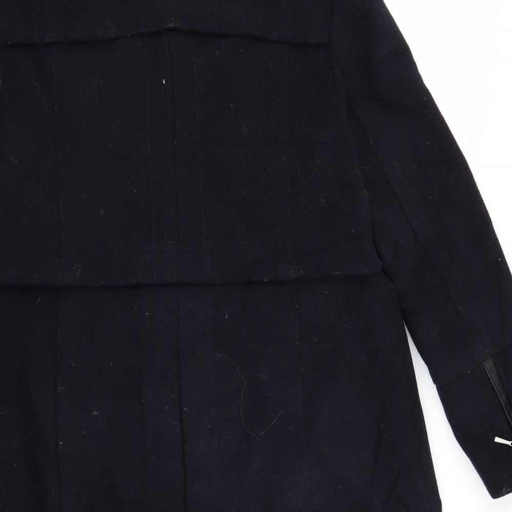 Brand and care label for Autograph women’s blue jacket coat, size UK 12