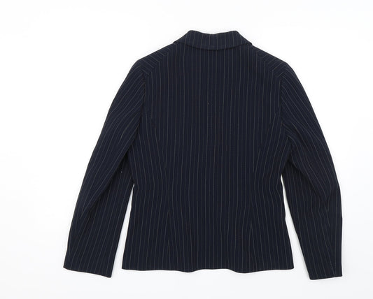 Precis Womens Blue Striped Jacket Blazer Size 10