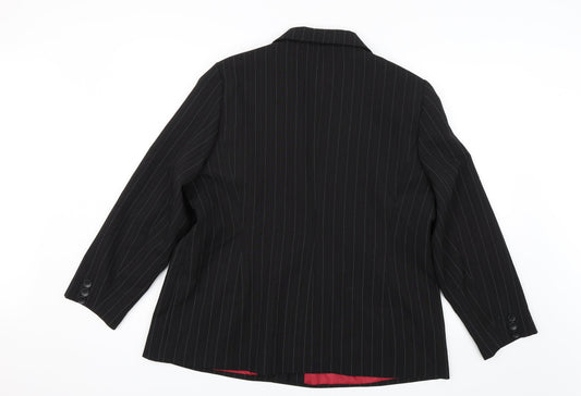 AMARANTO Womens Black Striped Jacket Blazer Size 20