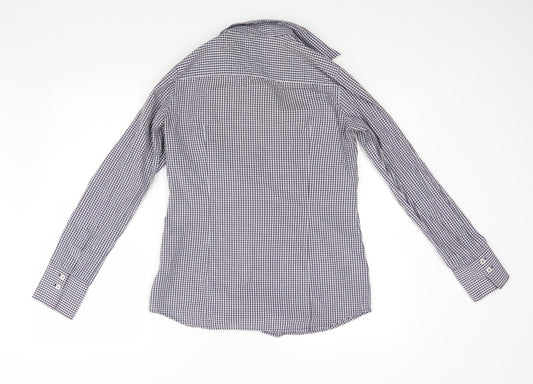 Grieff Womens Blue Check Basic Button-Up Size 10