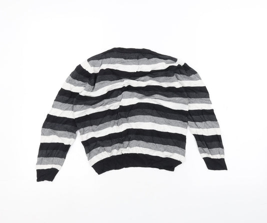 Rebel Boys Black Striped Pullover Jumper Size 7-8 Years