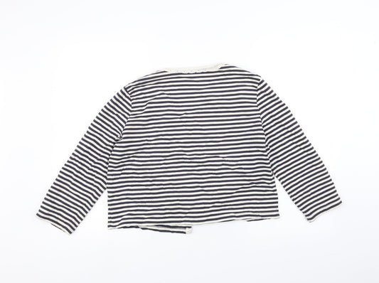 Papaya Womens White Striped Cardigan Jumper Size 16