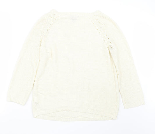 H&M Womens Ivory Knit Pullover Jumper Size S