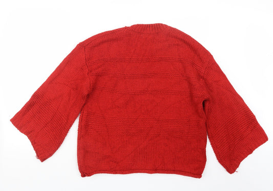 White Closet Womens Red Knit Pullover Jumper Size 10
