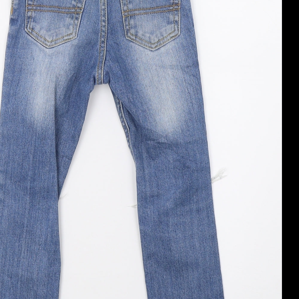 Preworn Girls Blue Denim Skinny Jeans Size 5 Years - Distressed