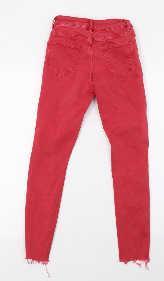 New Look Girls Red Denim Skinny Jeans Size 10 Years - Distressed