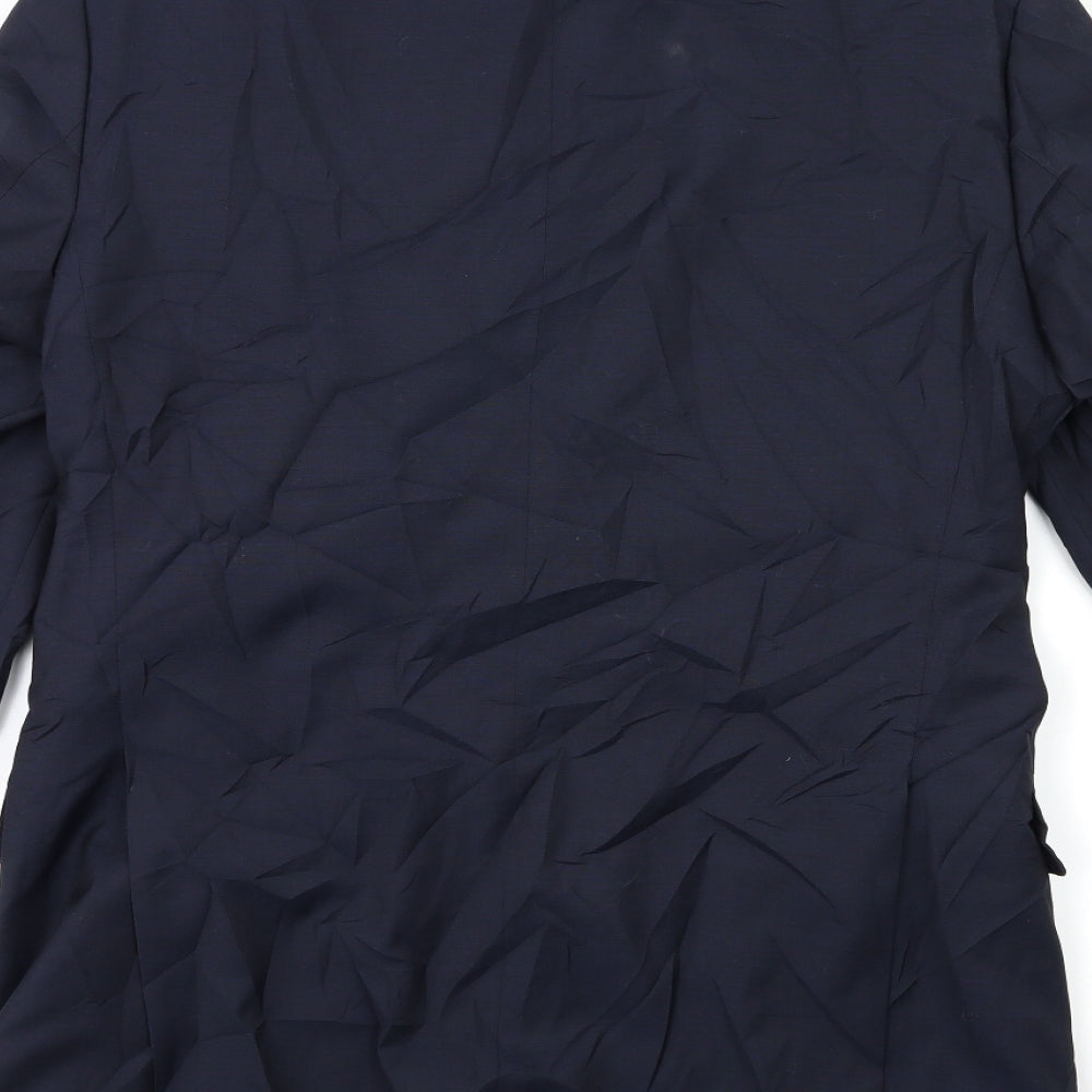 Brand and care label for Linea men’s blue jacket suit jacket, size 40