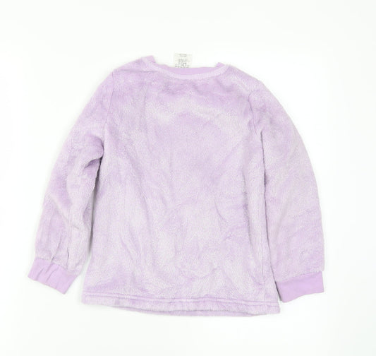 Disney Girls Purple Solid Fleece Top Pyjama Top Size 5-6 Years - disney