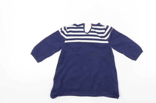 TU Girls Blue Striped A-Line Size 3-6 Months