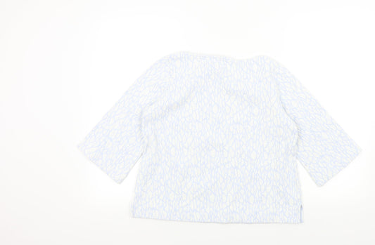 Pure Womens Blue Geometric Pullover Jumper Size 14