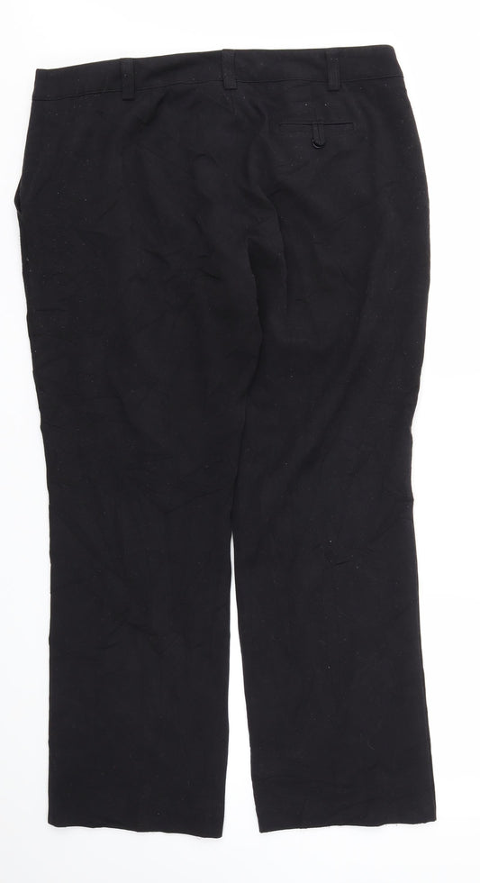 M&S Womens Black Houndstooth Trousers Size 18 L31 in