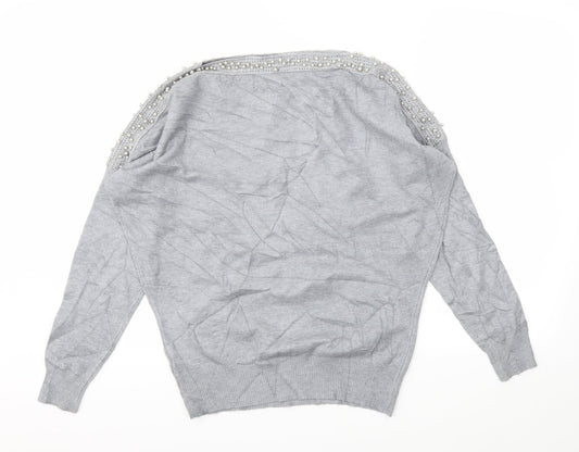Quiz Womens Grey Pullover Jumper Size M