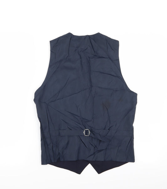 M&S Mens Blue Jacket Suit Waistcoat Size S