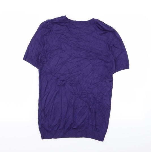 Dorothy Perkins Womens Purple Floral Basic T-Shirt Size 10