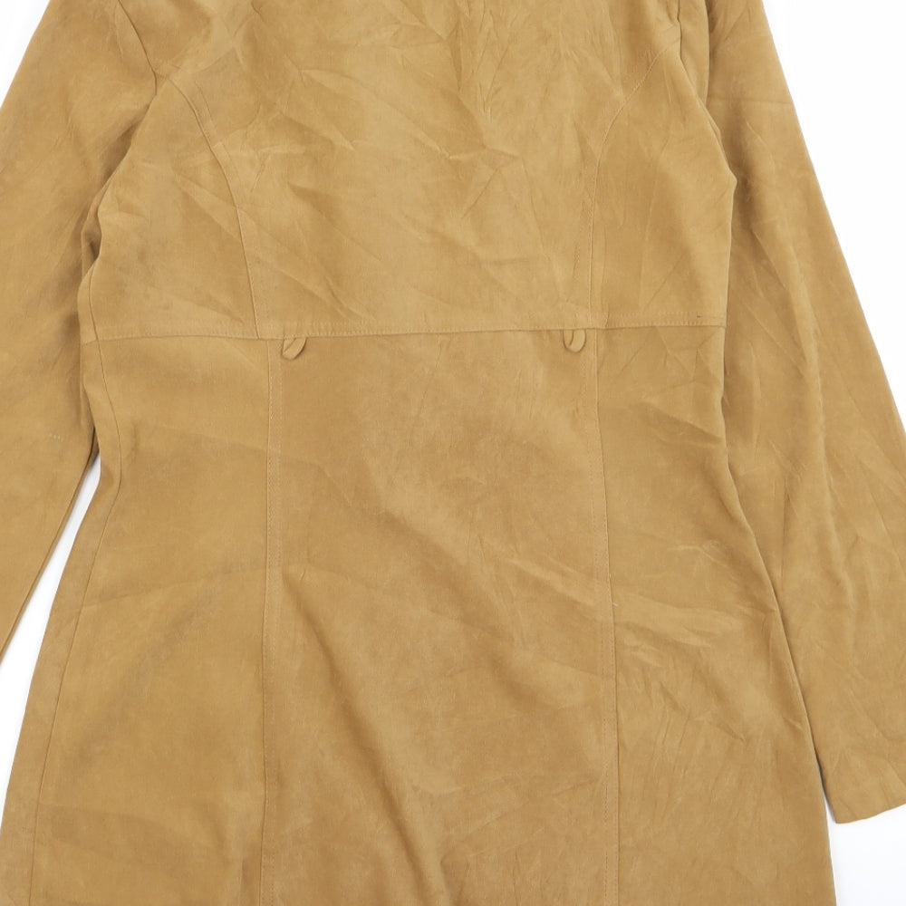 donna b Womens Beige Overcoat Coat Size L