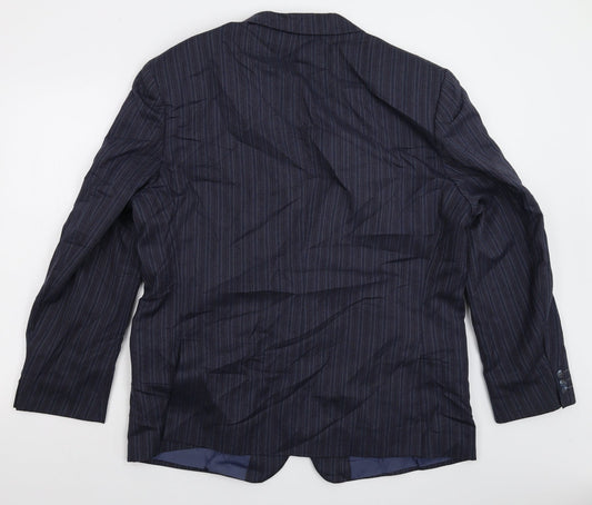 Preworn Mens Blue Striped Jacket Suit Jacket Size 46