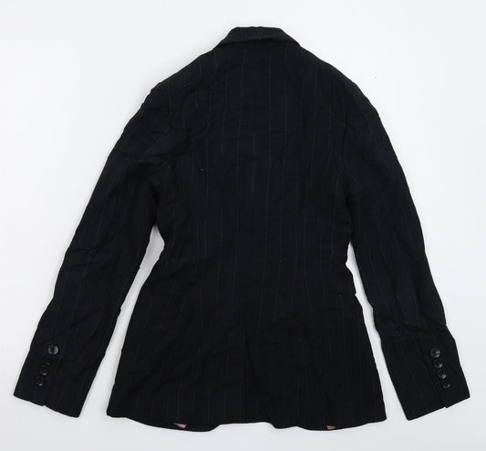 NEXT Womens Black Striped Jacket Suit Jacket Size 8