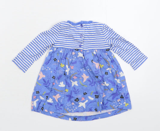 John Lewis Girls Blue Striped Fit & Flare Size 0-3 Months