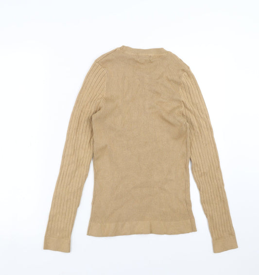 New Look Womens Beige Striped Pullover Jumper Size 16