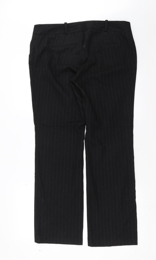 NEXT Womens Black Striped Trousers Size 14 L30 in