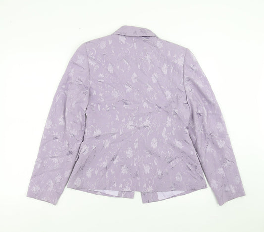 Preworn Womens Purple Floral Jacket Suit Jacket Size 10