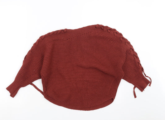 Preworn Womens Red Pullover Jumper Size S - Lace up Detail