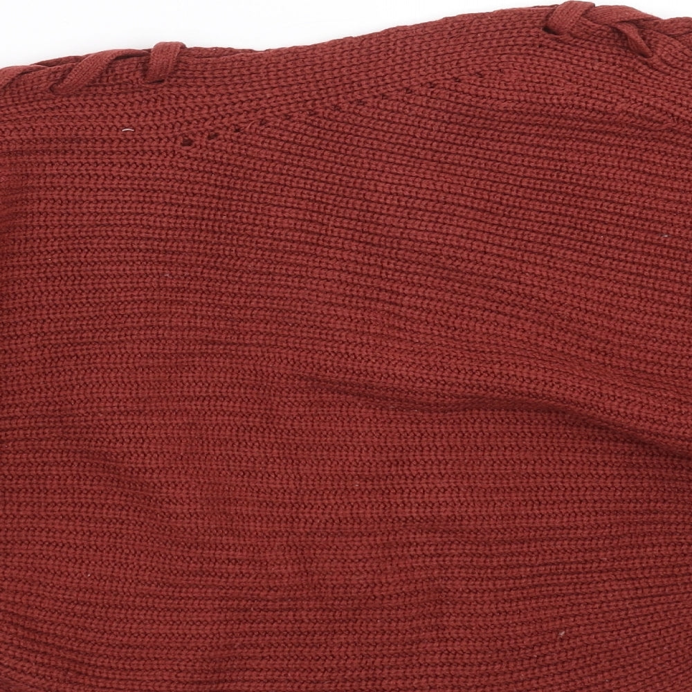 Preworn Womens Red Pullover Jumper Size S - Lace up Detail