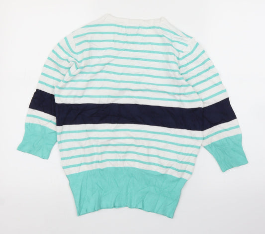 Paramour Womens Green Striped Pullover Jumper Size M