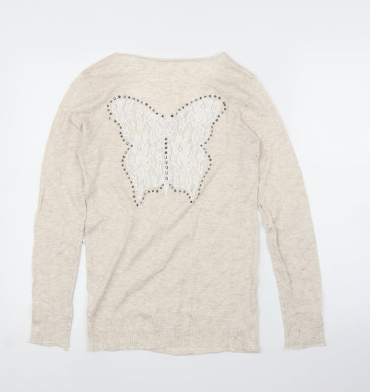 Nicole Womens Beige Basic Blouse Size S - Butterfly