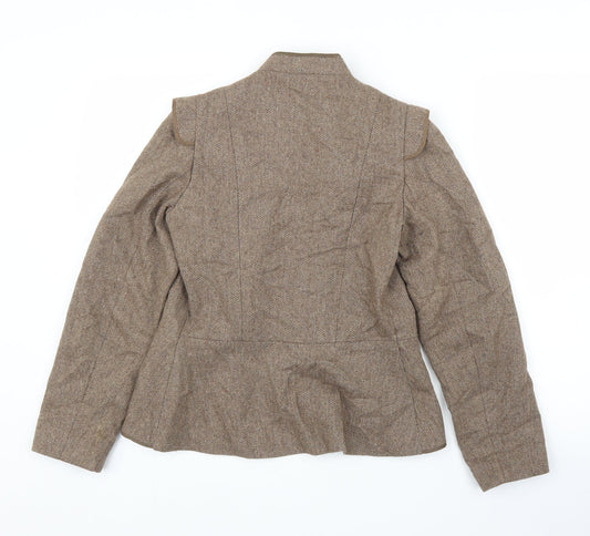 Preworn Womens Brown Herringbone Cardigan Jumper Size S