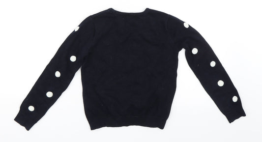 H&M Girls Blue Polka Dot Pullover Jumper Size 5 Years