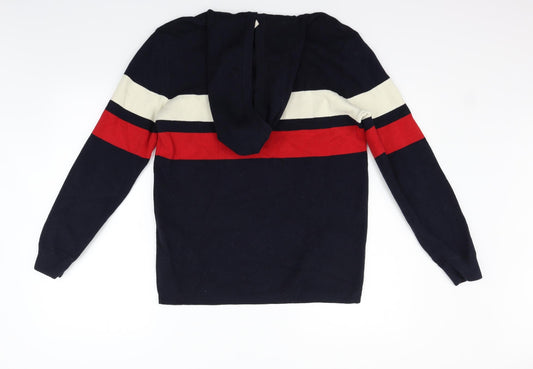 H&M Mens Blue Striped Pullover Hoodie Size S
