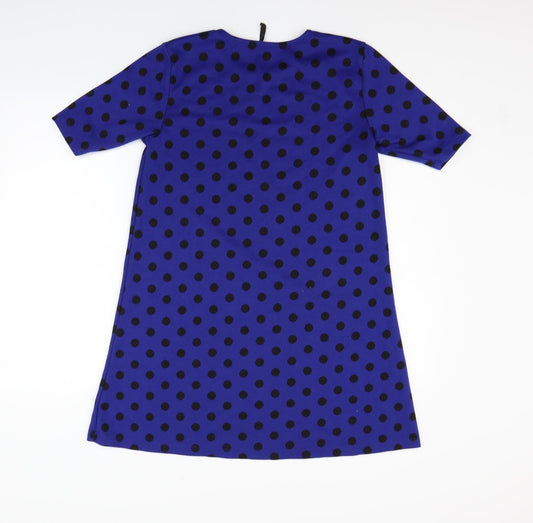 Ofelia Womens Blue Polka Dot Jumper Dress Size M