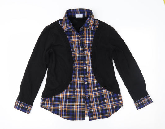 Additional front view of Lee Cooper women’s black check jacket, size UK 8