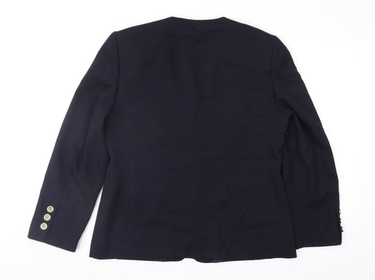 Bianca Womens Blue Ramie Jacket Suit Jacket Size 14