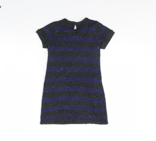 John Lewis Girls Green Striped Jumper Dress Size 5 Years