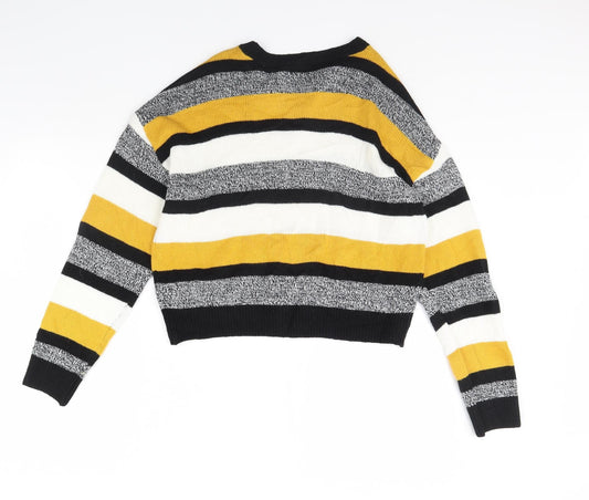 H&M Womens Black Striped Pullover Jumper Size M