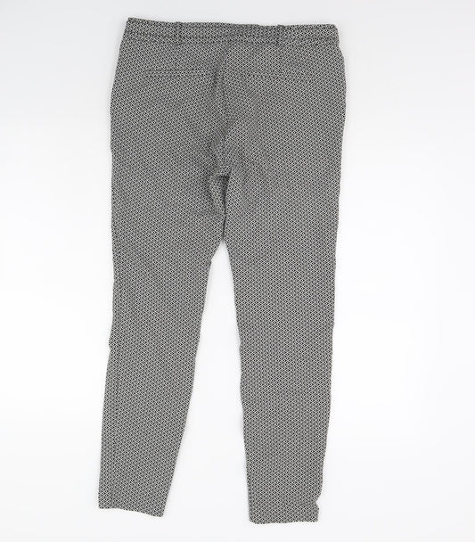 M&Co Womens Beige Geometric Trousers Size 14 L28 in