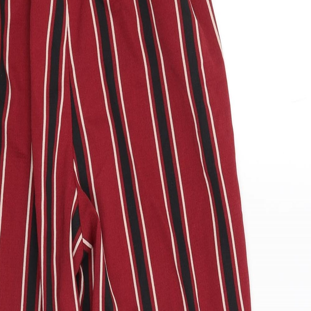 PRETTYLITTLETHING Womens Red Striped Trousers Size 6 L23 in